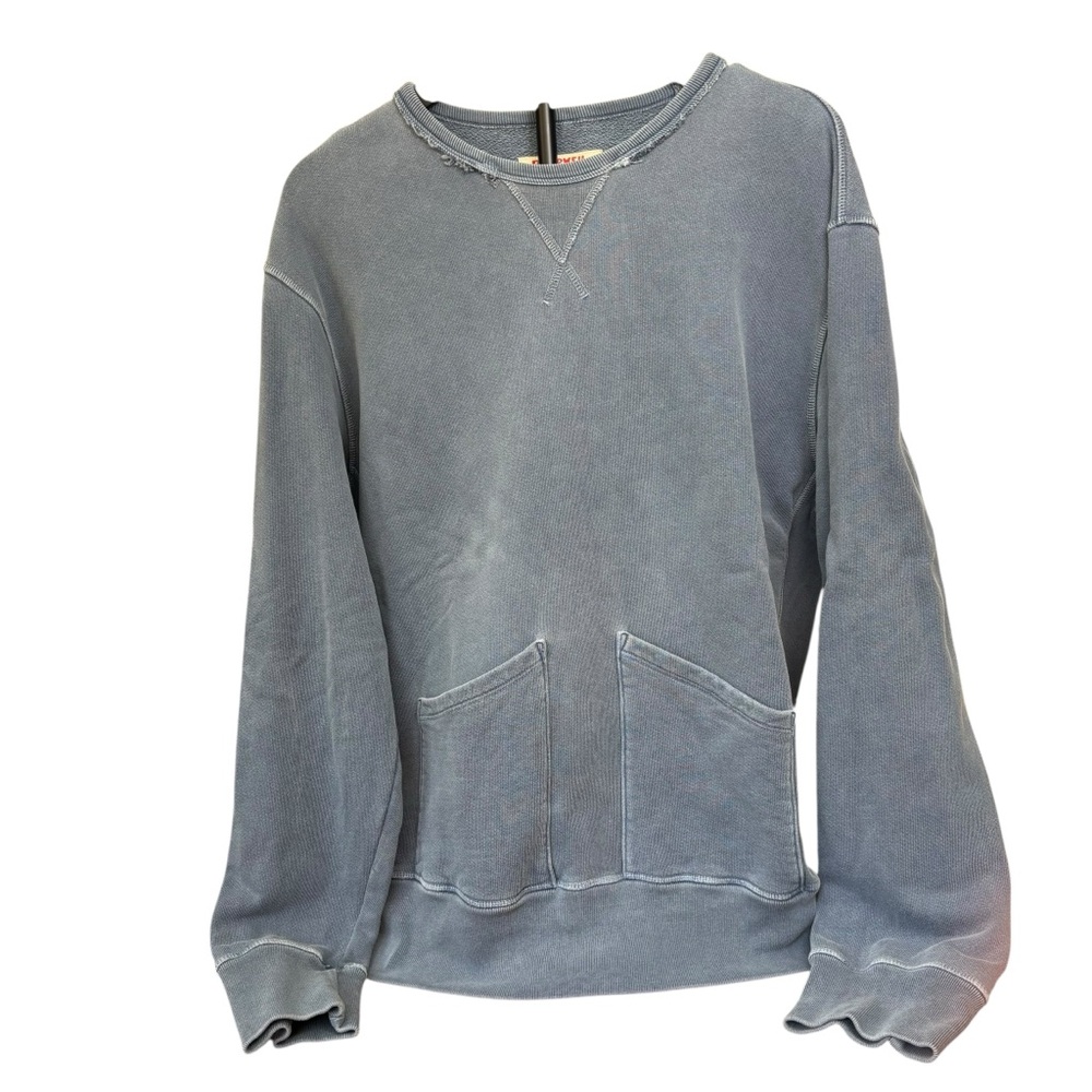 Birdwell Beach Britches Distressed Dusty Blue Crewneck Pocket Sweatshirt Men XXL - Picture 3 of 9